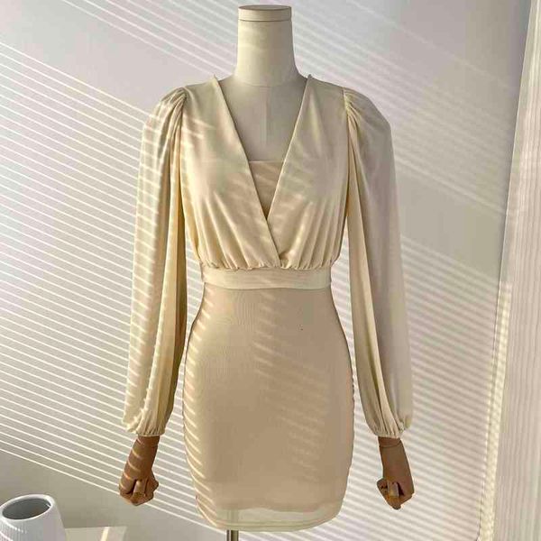 

casual dresses foreign trade original single foreign air mesh elastic sling slim fitting dress v-neck short waist closure blouse two-piece s, Black;gray