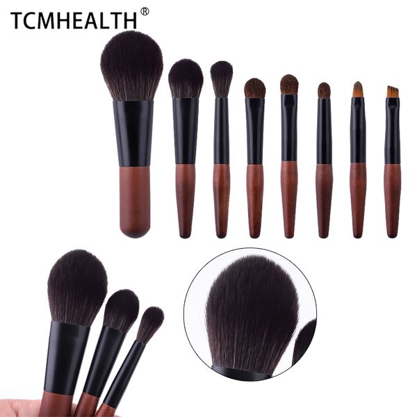 

8 pcs mini trumpet portable makeup set brushes short rod horse hair eye shadow brush concealer s brush