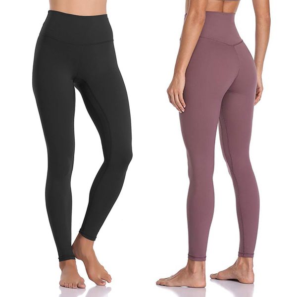 Pantaloni da yoga da donna tinta unita alla moda Pantaloni sportivi da palestra a vita alta Leggings elastici Fiess Lady Pantaloni da allenamento completi da donna