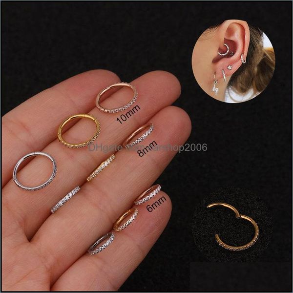 

dangle chandelier earrings jewelry 6/8/10mm small cz zircon hoops stainless steel gold plated hie hoop ea dh3um, Silver