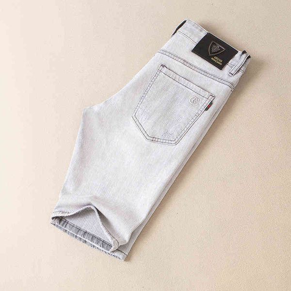 

summer 2022 men's light grey capris middle pants denim shortsi0dd, Blue