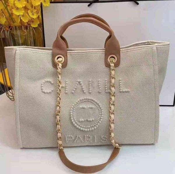 

brand classic luxury ch beach bags canvas pearl evening bag designer portable shopping large capacity handbag women handbags label backpack