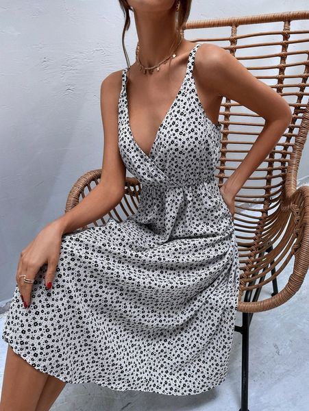 

ditsy floral print cami dress 33bm#, Black;gray