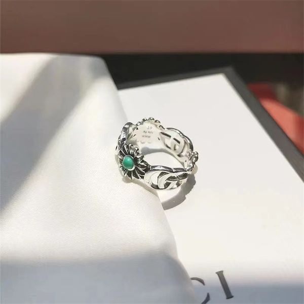 

fashion jewelry online little daisy with carved flowers s925 sterling silver couple ring valentine's day gift trend