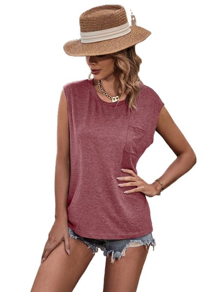 

solid pocket patched tank e15a#, White