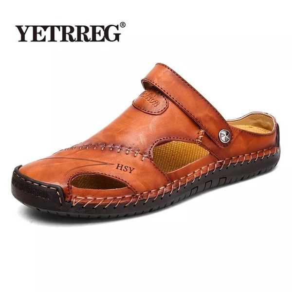

summer leather classic roman slipper outdoor sneaker beach rubber flip flops men water king sandals 220628, Black