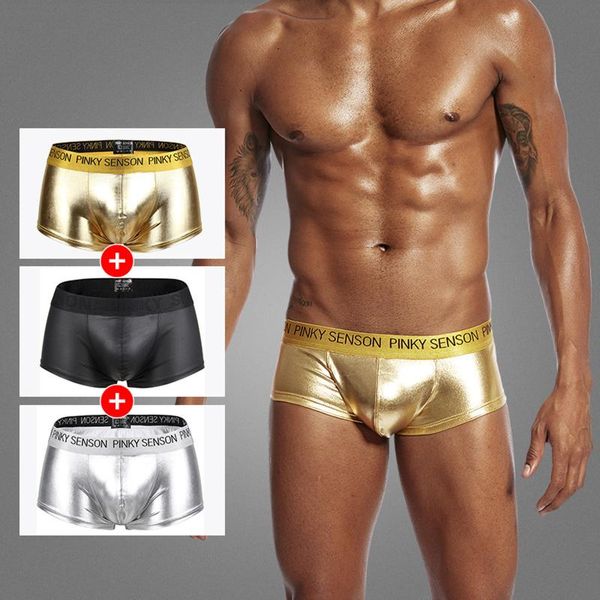 Unterhosen Express-Boxershorts für Herren, Leder-Boxershorts, Herrenunterwäsche, Slips, große Tasche, sexy rote Boxershorts