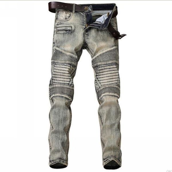 

skinny jeans men locomotive jean homme denim spijkerbroeken heren biker stretch pants slim fit dungarees pantalon hombre fashion, Blue