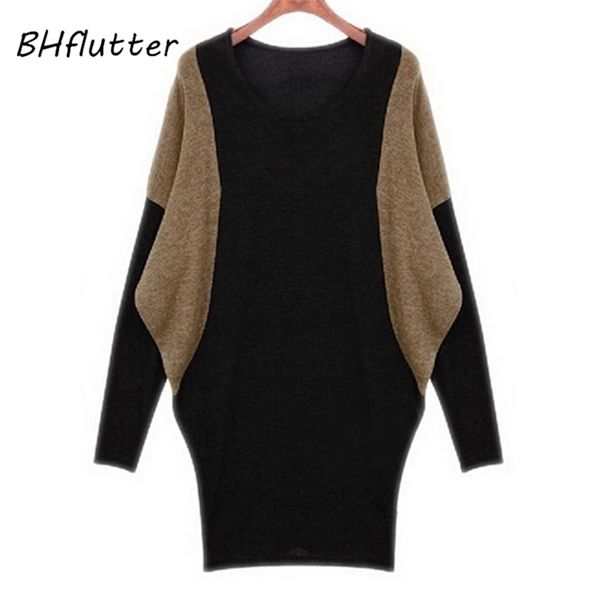 

bhflutter women sweater long sleeve batwing computer knitting sweaters womens autumn winter pullovers casual tees 201221, White;black