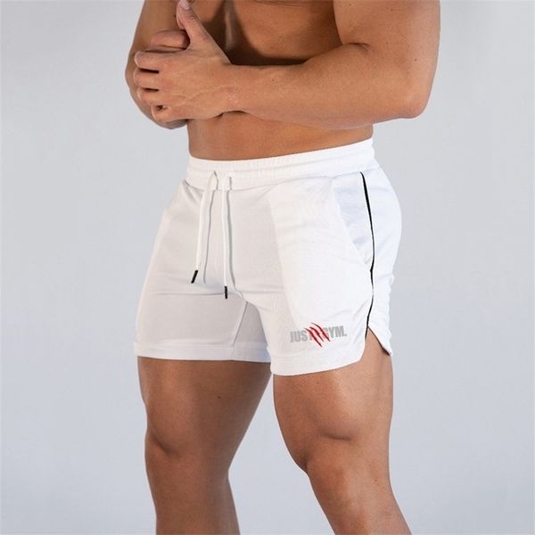 

brand summer fitness men's mesh breathable beach shorts men elastic quick dry short pants thin gyms shorts joggers shorts male t200718, White;black