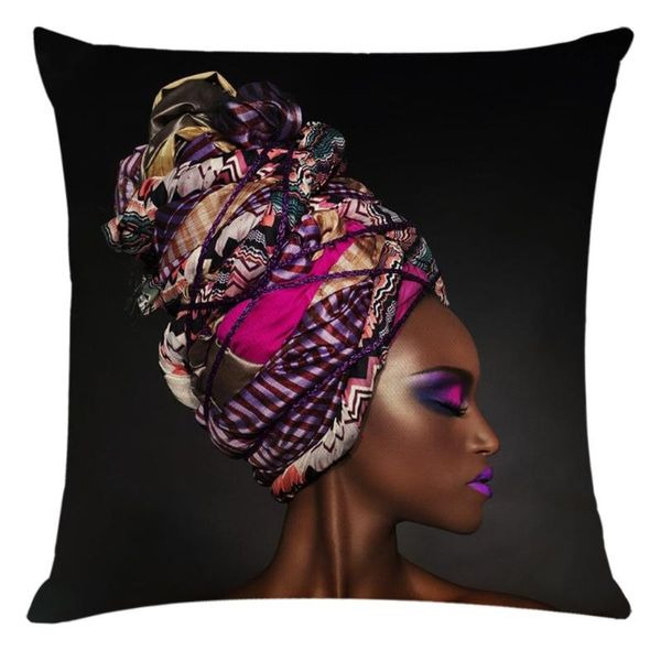 Travesseiro africano mulher étnica almofada capa menina sofá decorativo estojo de linho cor de pano decoração de casa jogue traveneiro