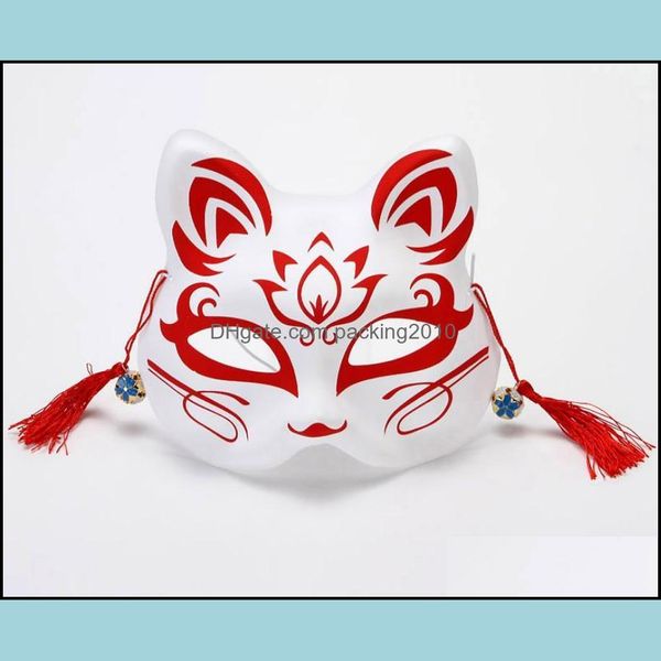Maschere per feste Forniture festive Giardino domestico Stile giapponese dipinto a mano Maschera per gatti in pvc Cosplay Masquerade Festival Dhv0Y