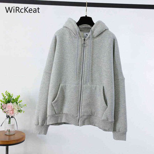 

2020 winter hoodie sweatshirts for women warm thick velvet sweatshirt oversized hoodies for women winter zipper up winter t220726, Black