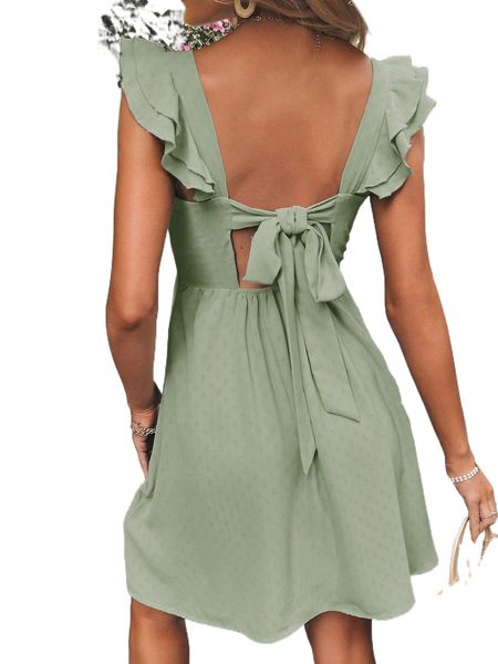 

t.ie b.ack layered r.uffle a-line d.ress x2cn#, Black;gray