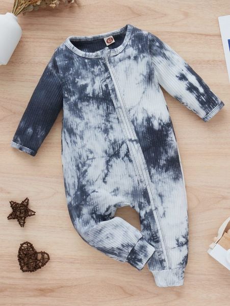 

baby zipper cardigan tie dyed jumpsuit she, Blue