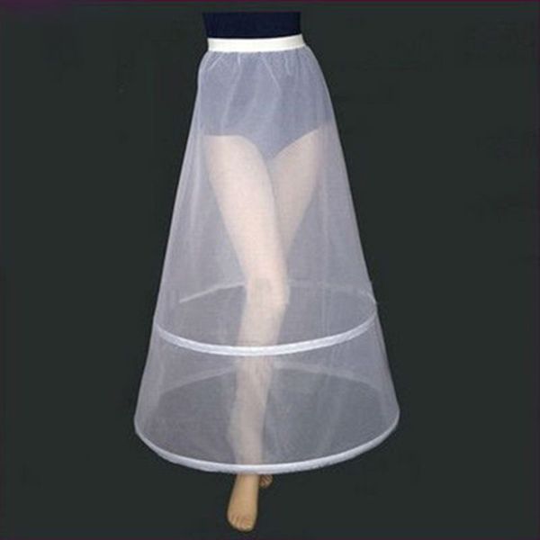 Abito da sposa da donna con 2 cerchi, linea a trapezio, lunghezza alla caviglia, sottogonna sottoveste a uno strato, elastico in vita, abito da sposa, sottogonna in crinolina