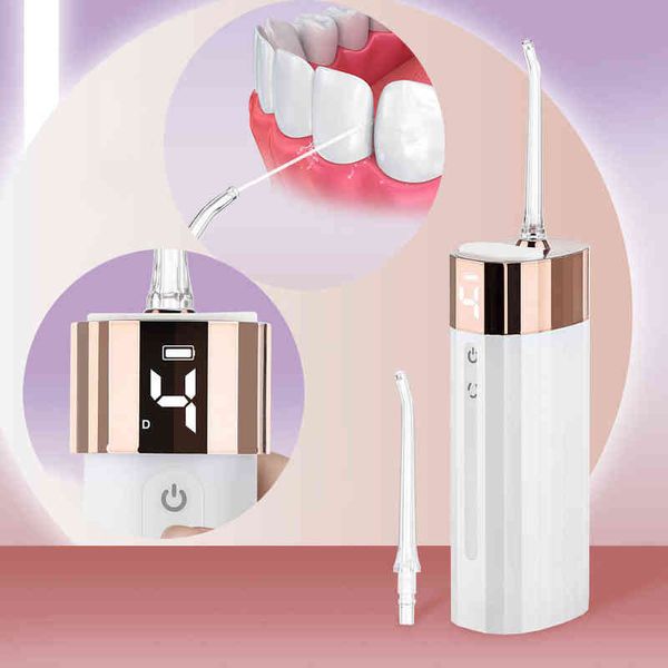 

oral irrigator 4 modes usb rechargeable water flosser portable dental jet teeth cleaner with led display 220513
