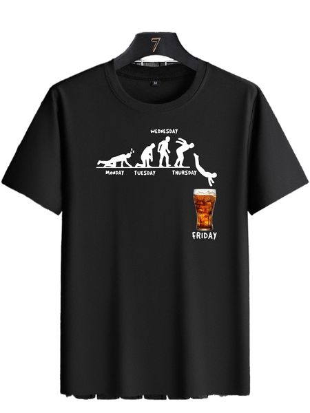 

men letter & drink print tee 4651#, White;black