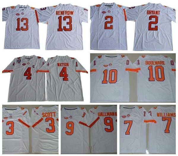

2022 new 2020 ncaa clemson tigers college mens 4 deshaun watson 9 travis etienne jr. 13 hunter renfrow 16 trevor lawrence football jersey, Black;red