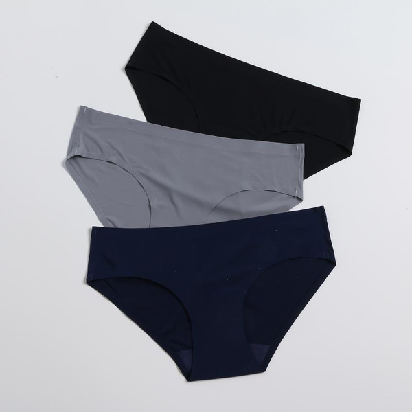 

3 styles seamless womens panties silk satin underwear female breathable briefs lingerie underpants wholesale, Black;pink
