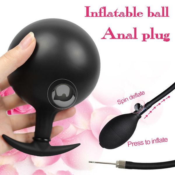 Palline da massaggio Pompa Gonfiabile Anal Butt Plug Giocattolo di espansione Dilatatore vaginale Giocattoli del sesso gay per le donne Grande ano Dildo Uomini adulti in silicone