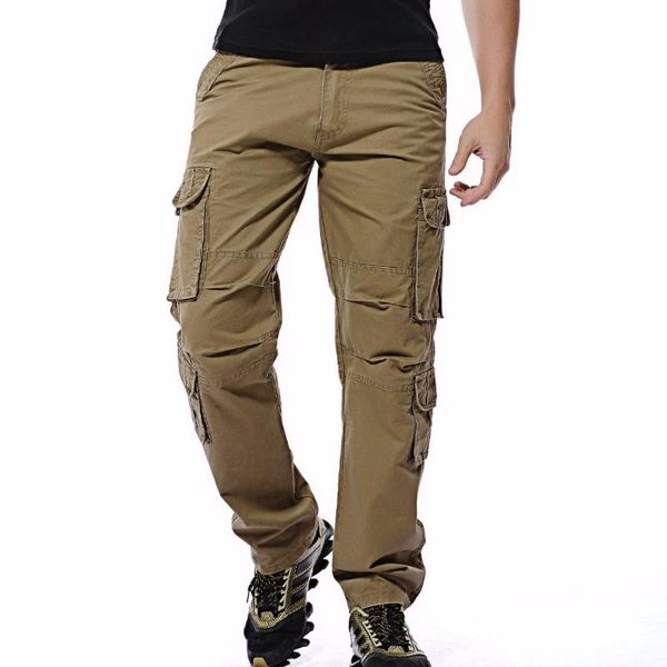 

men's pants 2022 men cargo mens loose army tactical multi-pocket trousers pantalon homme big size 46 male military overalls, Black