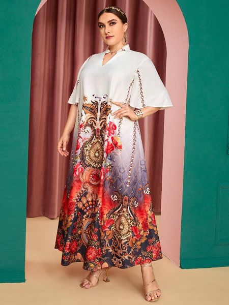 Плюс размеры платья очистка женщины Макси 2022 Лето повседневная элегантная абая длинная мусульманская индейка вечерняя вечеринка свадебная одежда