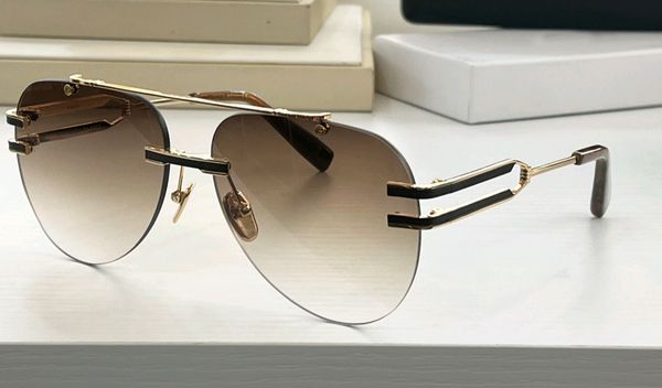 

rimless pilot sunglasses gold brown shaded men shades glasses sonnenbrille occhiali da sole men fashion sun eyewear with box, White;black