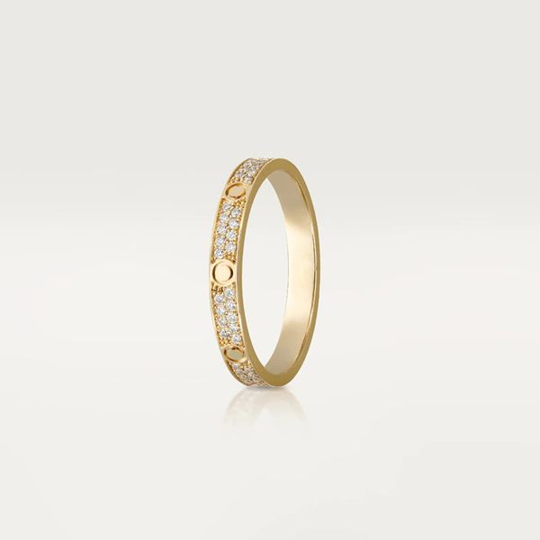 Fede nuziale modello piccolo modello sottile amore per donna uomo acciaio al titanio 316L pieno CZ pavimentato gioielli firmati Aneis Anel Bague Femme Classic