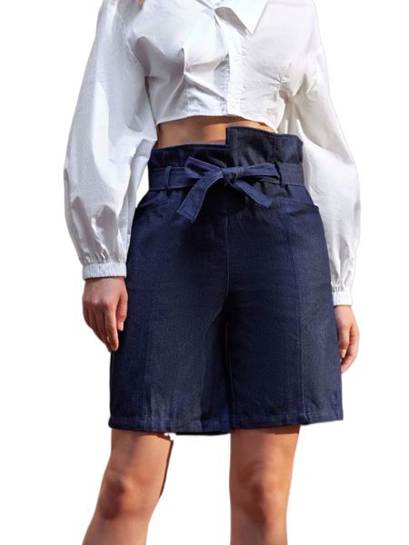 

x cÃ©sar flova asymmetrical waist belted bermuda shorts 59mj#, White;black