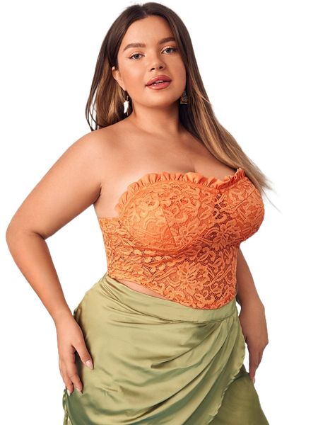 

bae plus frill trim lace tube j7mh#, Black