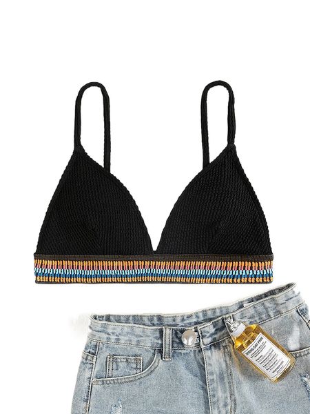 

contrast tape triangle bikini d6bd#, White;black