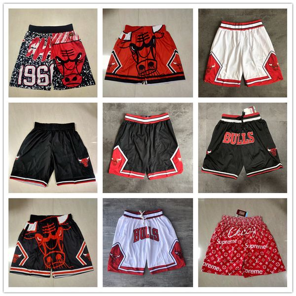 

chicago''bulls''men throwback basketball shorts pocket red white, Black