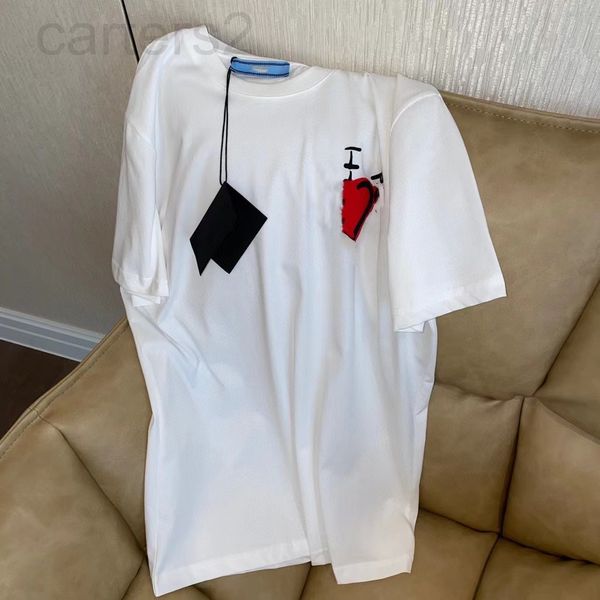 

women's t-shirt designer 22 spring and summer new pr letter love foam printing age reduction loose leisure fashion simple round neck sh, White