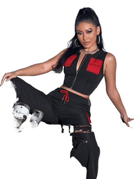 

flap pocket zip up tank k8u0#, White