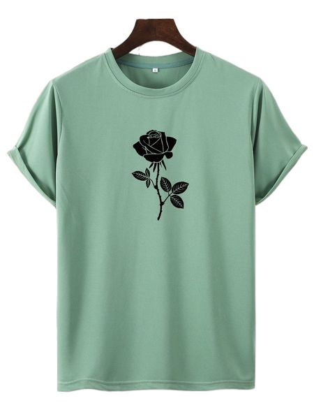 

men rose print tee 57er#, White;black