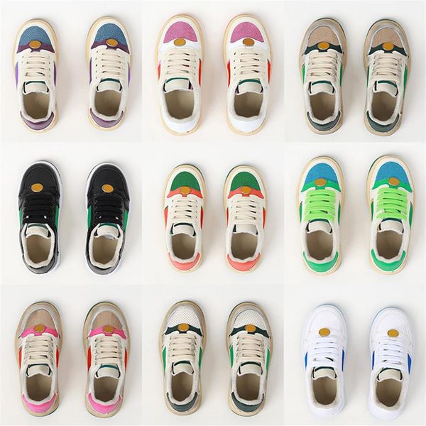 

kids designer shoes boys sneakers girls fashion sportshoes letter printed with striped 9 styles children breathable lace up2550, Black;red