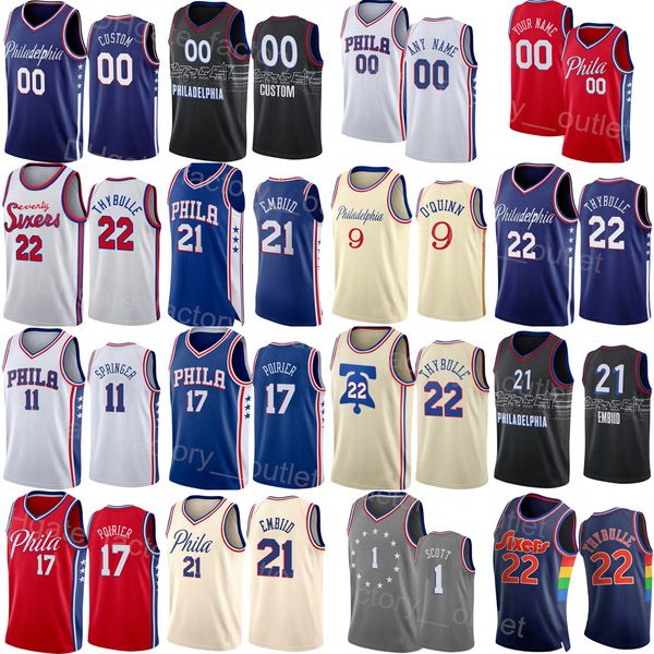 Баскетбол с трафаретной печатью Shake Milton Jersey 18 Furkan Korkmaz 30 Matisse Thybulle 22 Georges Niang 20 Isaiah Joe 7 Paul Millsap 8 Navy Blue Grey Мужчина Женщина Молодежь