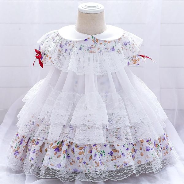 

girl's dresses easter clothing 2022 spring summer children's dress cake puffy for girls princess lace catwalk show costume, Red;yellow