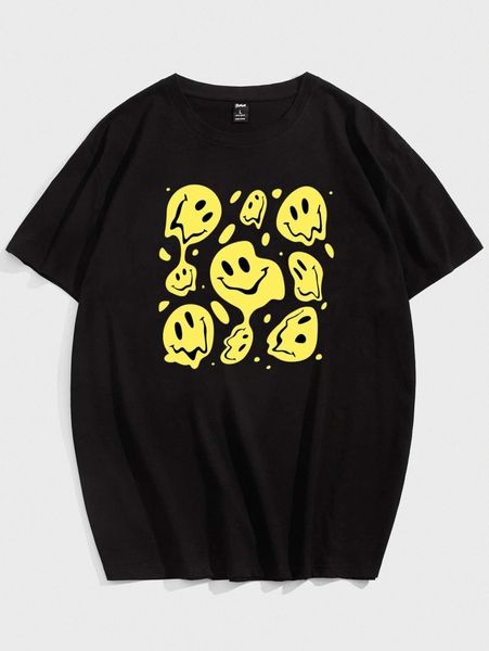 

romwe guys smile graphic tee c4tn#, White;black