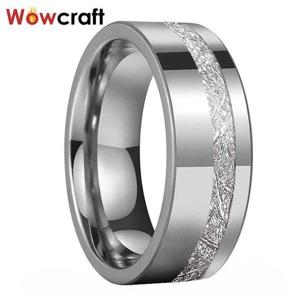 

wedding rings 8mm mens tungsten ring womens band polished shiny meteorite inlay comfort fitwedding, Slivery;golden