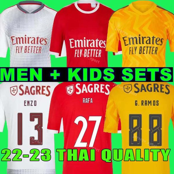 

22 23 fans player version benfica soccer jersey seferovic waldschmidt everton pizzi rafa darwin g.ramos 2021 2022 home away men kids kit foo, Black;yellow