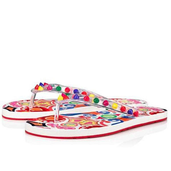 

#36-46 luxurys design shoes women's sandals slippers flip-flops flats red soles loubi flips donna flat rubber sole pointed toe platform, Black