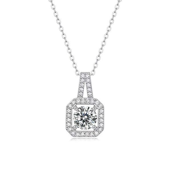 

trendy pendant necklaces 925 sterling silver 1ct d color vvs1 certified moissanite necklace for women plated white gold diamond test giftpen