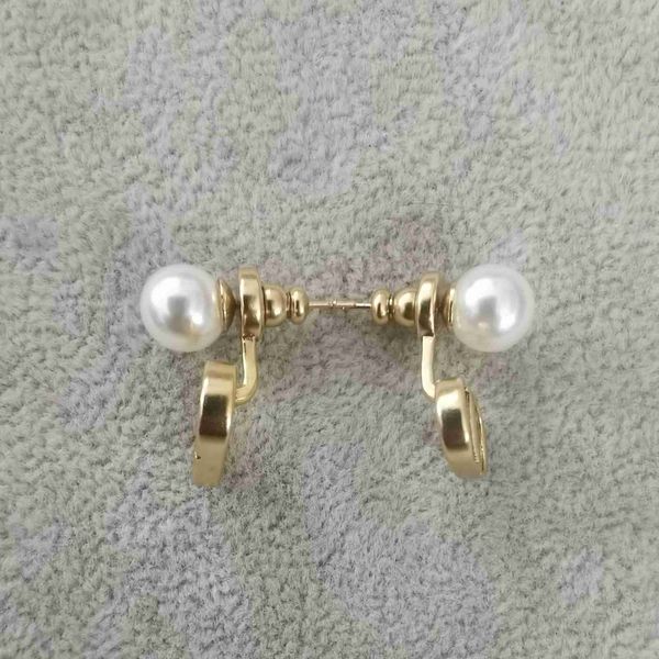 

luxury designer classic letter pearl earring selected brass 925 silver post birthday wedding gift charm, Golden