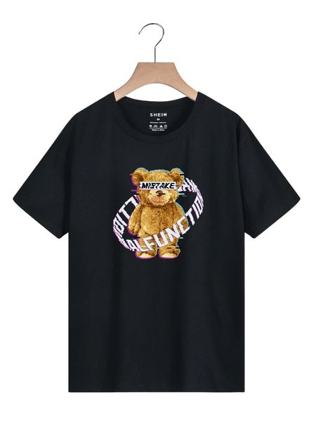 

bear and letter graphic tee b7zj#, White