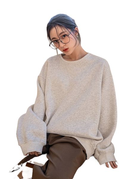 

dazy-less drop shoulder thermal lined sweatshirt r6lc#, Black