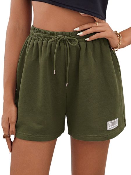 

drawstring waist patched detail track shorts x6zs#, White;black