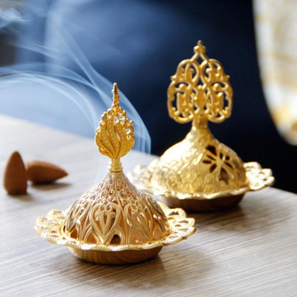 Ароматические лампы изысканный винтажный металл -благовоний горелка с ближневосточным арабским стилем Буддийский офис украшения