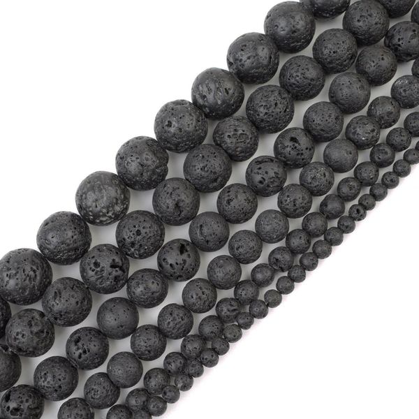 

loose 10mm rock lava stone round beads for making jewelry necklace bracelet earrings rings craft healing raw volcanic gemstone quartz, Black